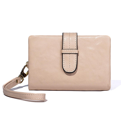 HOTWallets for Women Small Leather Rfid Ladies Wallets Bifold Medium Billfolds for Women Compact Trifold Wristlet with Wrist Strap Coin purse Card holder (Green)