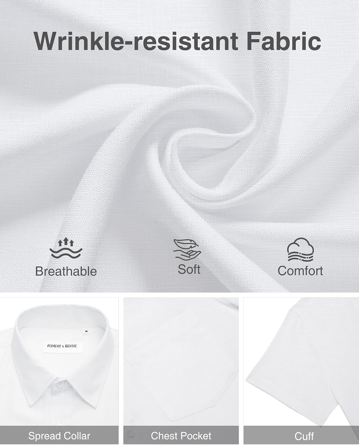 HOTAlimens & Gentle Mens Linen Shirts Short Sleeve Button Down Shirts Wrinkle Free Casual Vacation Beach Summer Tops
