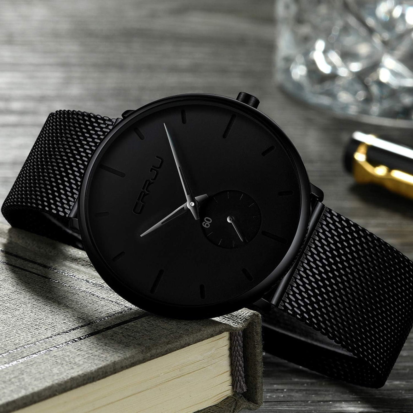 HOTMens Watches Ultra-Thin Minimalist Waterproof - Fashion Wrist Watch for Men Unisex Dress with Stainless Steel Mesh Band
