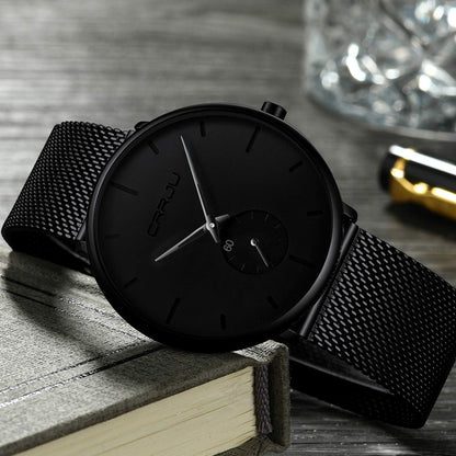 HOTMens Watches Ultra-Thin Minimalist Waterproof - Fashion Wrist Watch for Men Unisex Dress with Stainless Steel Mesh Band