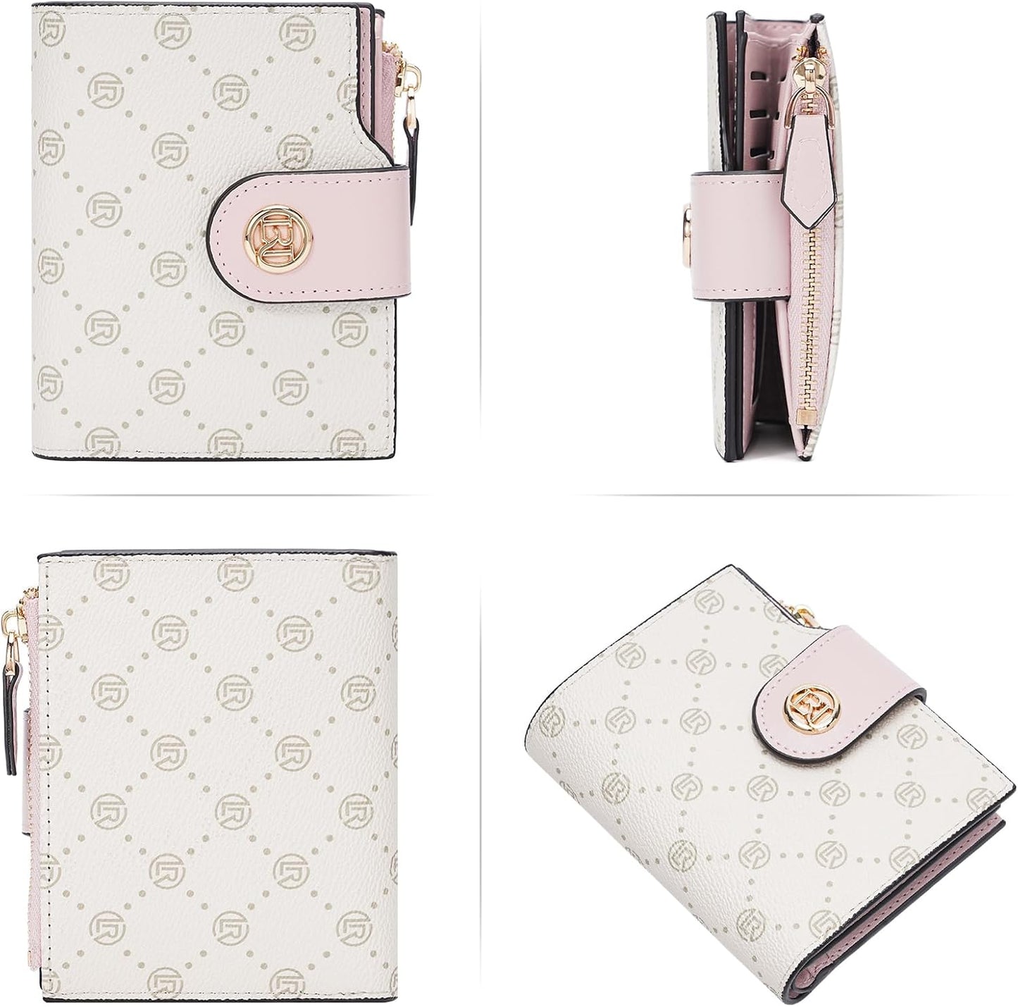HOTLAORENTOU Small Wallet for Women Soft Leather RFID Blocking Bifold Zipper Pocket Wallet Card Case Purse with ID Window