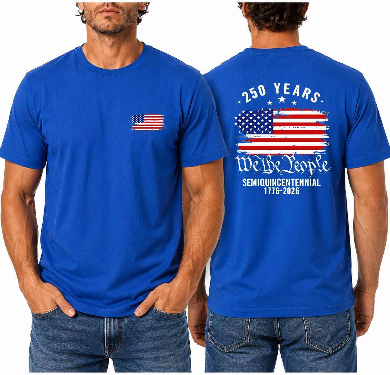 HOTMen's America 250 Shirt Patriotic USA Flag Graphic T Shirt We The People 1776 2026 Vintage Fourth of July Tee