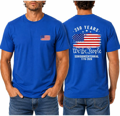 HOTMen's America 250 Shirt Patriotic USA Flag Graphic T Shirt We The People 1776 2026 Vintage Fourth of July Tee