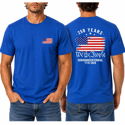 HOTMen's America 250 Shirt Patriotic USA Flag Graphic T Shirt We The People 1776 2026 Vintage Fourth of July Tee