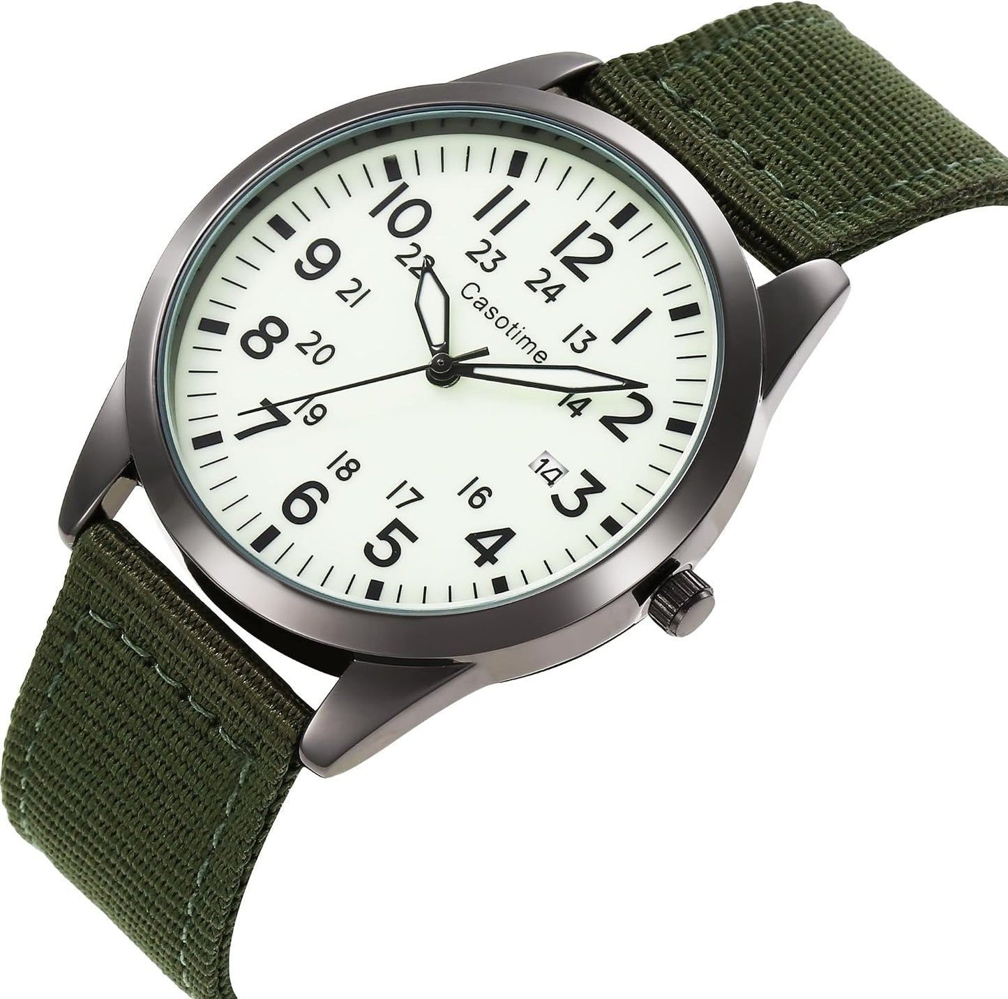 HOTCasotime Tactical Military Watch for Men - Field-Tested Analog Quartz with Luminous Dial, 30M Water Resistant Nylon Band & Second Hand | Unisex Army Sport Wristwatch