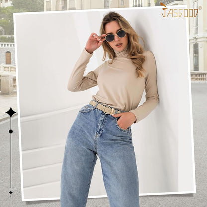 HOTJASGOOD Women Men Braided Woven Elastic Stretch Waist Belt Golf Canvas Fabric Casual Belt for Jeans Pants