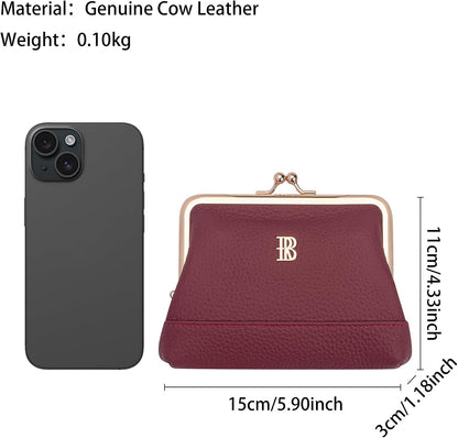 HOTRoyal Bagger Genuine Cow Leather Jewelry & Bracelet Storage Wallet, Kiss Lock Coin Purse, Multi Pocket Women Card Holder 3296 (Purple)