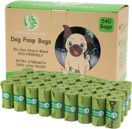 HOTGreener Walker Poop Bags for Dog Waste-540 Bags,Extra Thick Strong 100% Leak Proof Dog Waste Bags (Green)