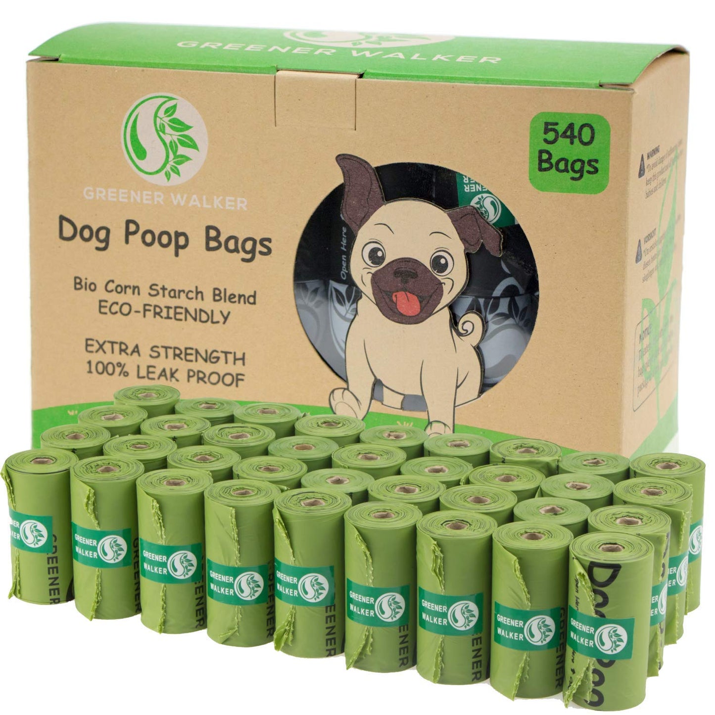HOTGreener Walker Poop Bags for Dog Waste-540 Bags,Extra Thick Strong 100% Leak Proof Dog Waste Bags (Green)
