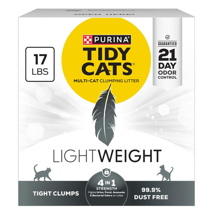 HOTPurina Tidy Cats LightWeight 4-In-1 Strength Multi-Cat, Odor control, Clumping, 99.9 Percent Dust Free Cat Litter - 17 lb. Box
