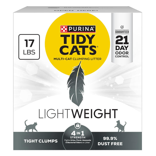 HOTPurina Tidy Cats LightWeight 4-In-1 Strength Multi-Cat, Odor control, Clumping, 99.9 Percent Dust Free Cat Litter - 17 lb. Box