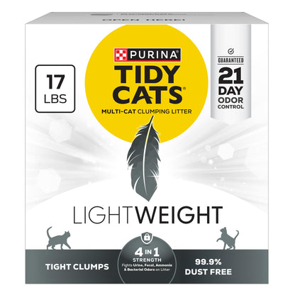 HOTPurina Tidy Cats LightWeight 4-In-1 Strength Multi-Cat, Odor control, Clumping, 99.9 Percent Dust Free Cat Litter - 17 lb. Box