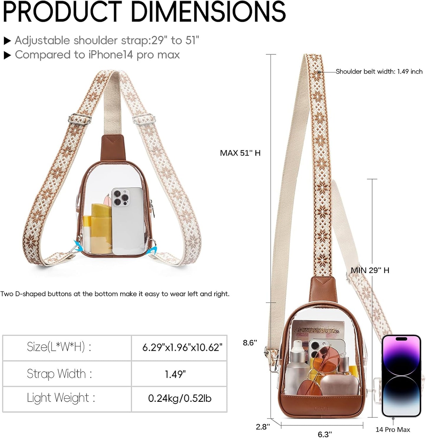 HOTCLUCI Clear Bag for Stadium Events Bundles with Keychain Wallet for Women