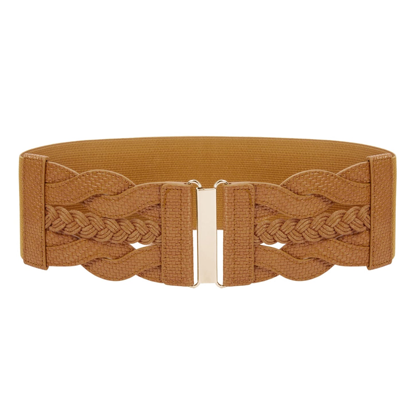 HOTGRACE KARIN Wide Belts for Women Elastic Waist Belt | 3 inch wide stretchy waistband, Woven design, Golden buckle, For dresses skirt, Vintage casual boho western style