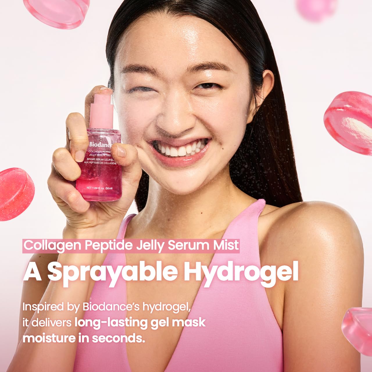 HOTBIODANCE Collagen Peptides Jelly Serum Mist, Hydrating Face Mist, Plumping, Anti-Aging Face Spray, Sprayable Hydrogel, Travel Essentials & Self Care Gifts for Women, Korean Skin Care | 1.69 fl.oz