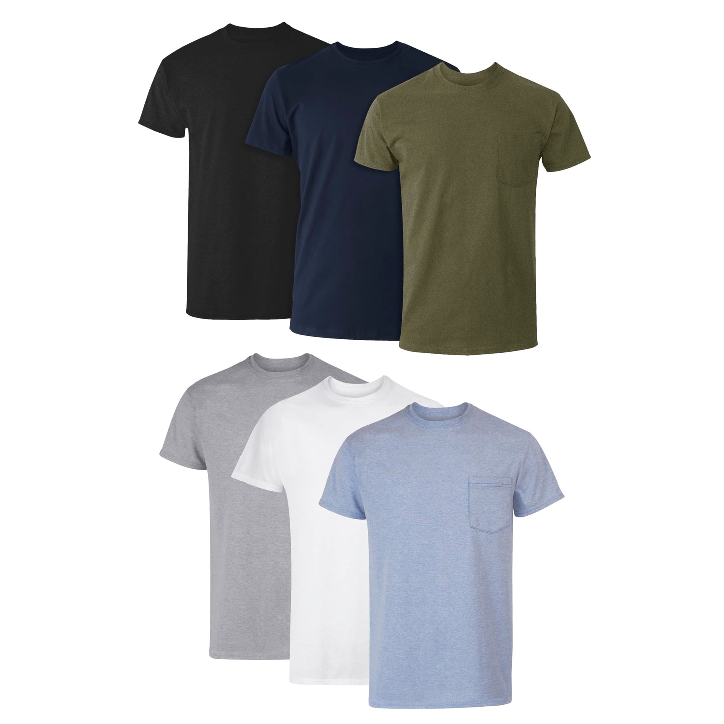 HOTHanes Men's Pocket T-Shirt Pack, 6-Pack, Cool & Breathable Cotton Tees, Stay-Tucked Undershirts for Men