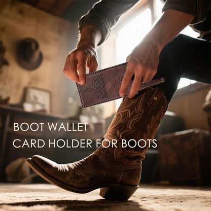 HOT3pcs Western Boot Wallet with Snap Strap – Leather Card Holder for Cowboy Boots | Handcrafted Slim Wallet for Women & Men | RFID Blocking Cash Strap Pocket