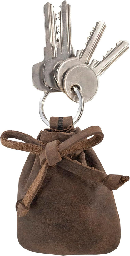 HOTHide & Drink, Mini Medieval Pouch Keychain, Tiny Bag with Keyring, Coin Organizer, Coin Pouch, Full Grain Leather, Handmade