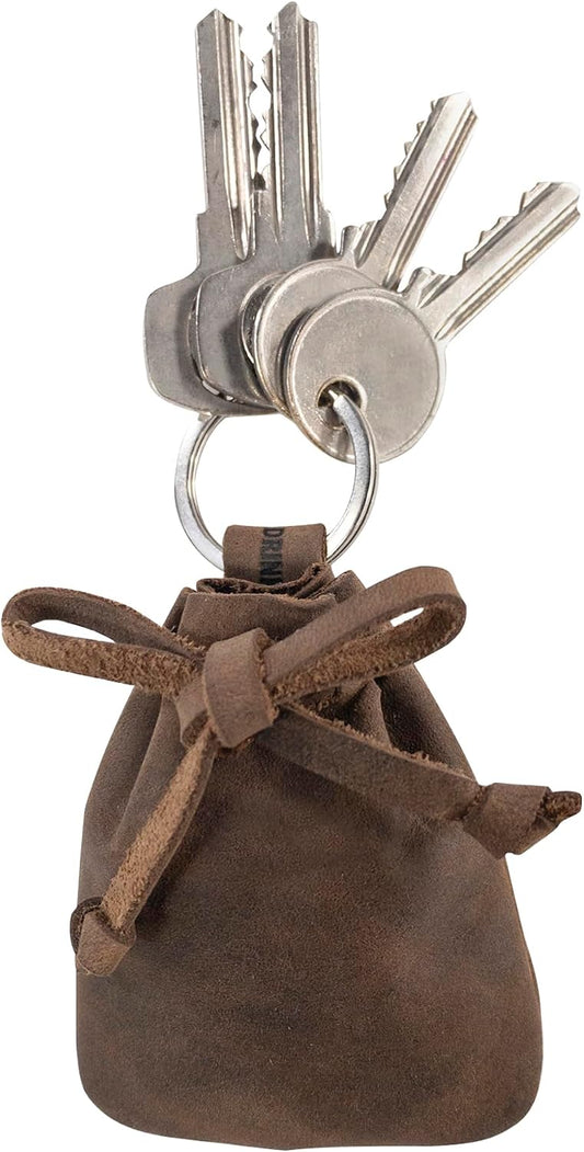HOTHide & Drink, Mini Medieval Pouch Keychain, Tiny Bag with Keyring, Coin Organizer, Coin Pouch, Full Grain Leather, Handmade