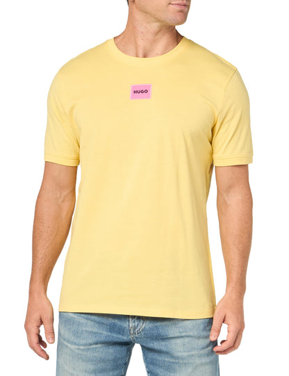 HOTHugo Mens Ribbed Crew Neck Regular Fit Center Logo T-Shirt