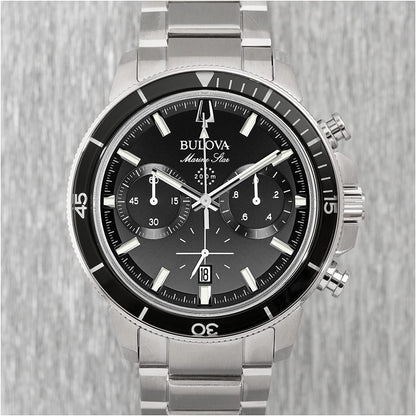 HOTBulova Men's Marine Star Series C Stainless Steel 6-Hand Chronograph Quartz Watch, Black Dial Style: 96B272
