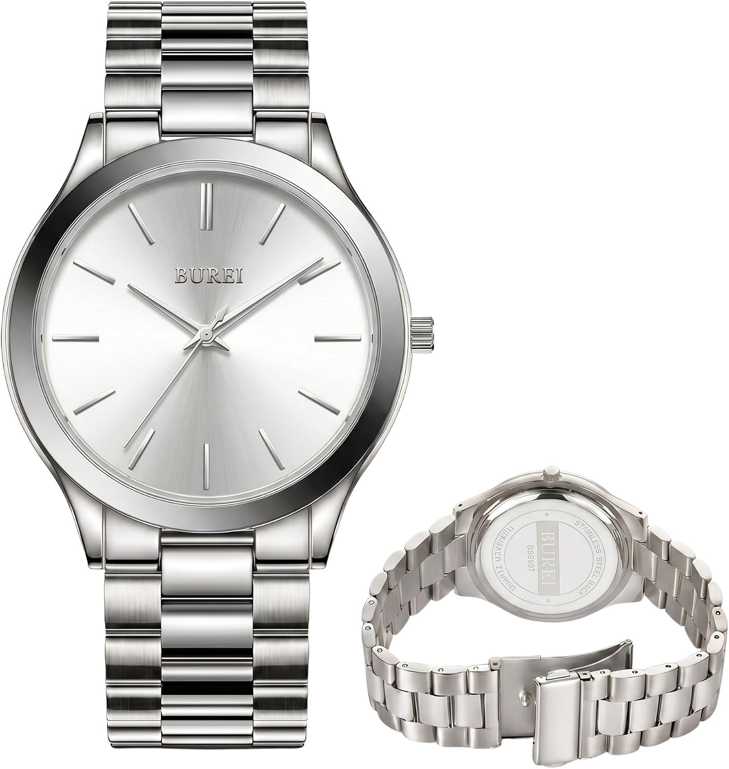 HOTBUREI Men's Wrist Watch, Analog Stainless Steel Dress Waterproof Quartz Watch for Men with Japanese Movement,Refined Gifts for Men, Boyfriend, Husband, Dad