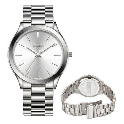 HOTBUREI Men's Wrist Watch, Analog Stainless Steel Dress Waterproof Quartz Watch for Men with Japanese Movement,Refined Gifts for Men, Boyfriend, Husband, Dad