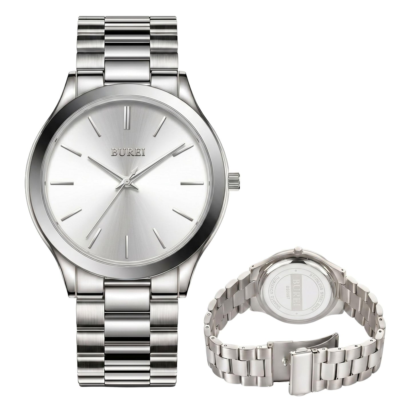 HOTBUREI Men's Wrist Watch, Analog Stainless Steel Dress Waterproof Quartz Watch for Men with Japanese Movement,Refined Gifts for Men, Boyfriend, Husband, Dad