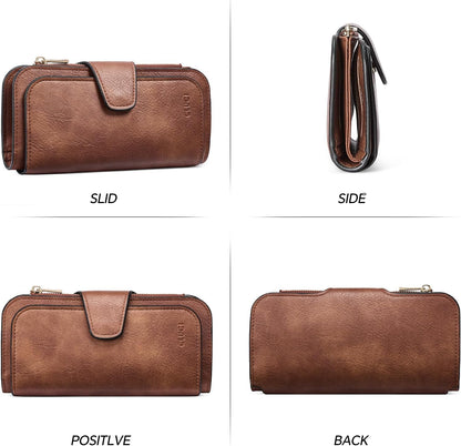 HOTCLUCI Wallet For Women PU Leather RFID Blocking Womens Wallet Bifold Card Holder with ID Window Gifts for Women Birthday