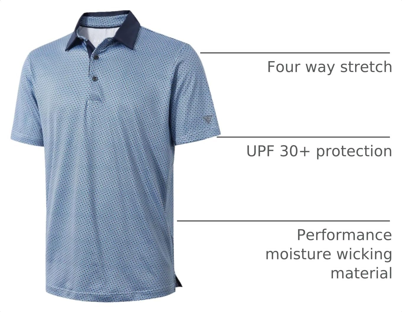 HOTGolf Shirts for Men Dry Fit Short Sleeve Print Performance Moisture Wicking Polo Shirt