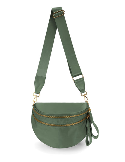 HOTFEIBOON Spacious Nylon Crossbody Bag Bum Bag Handbags Wallets Purses Trendy Shoulder Bag for Women