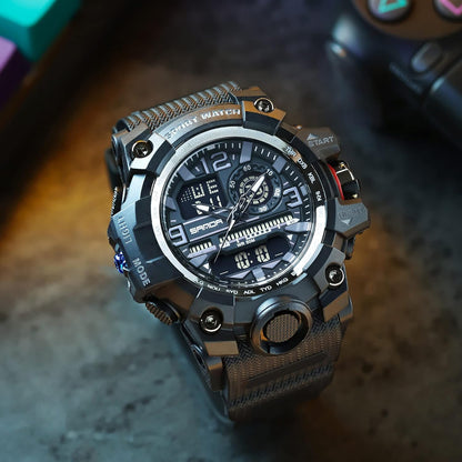 HOTKXAITO Men's Watches Sports Outdoor Waterproof Military Watch Date Multi Function Tactics LED Face Alarm Stopwatch for Men 3133