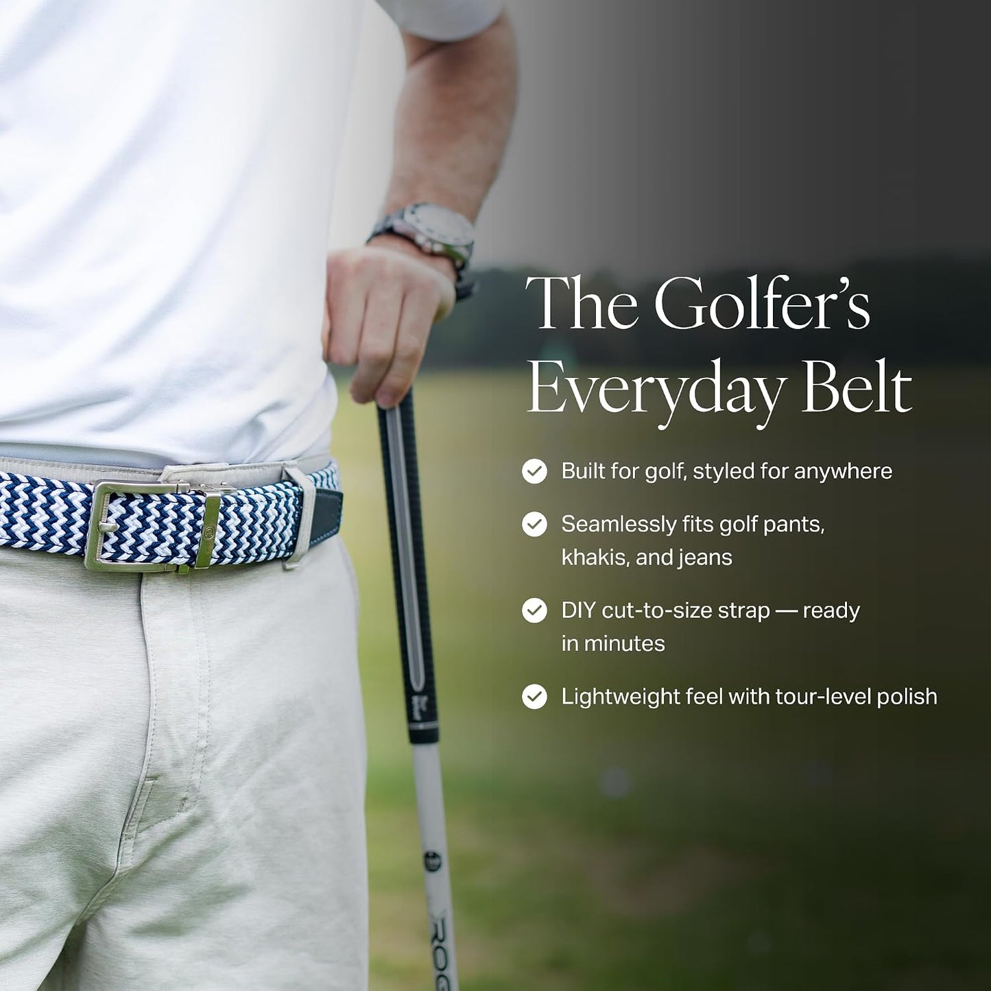 HOTNexbelt Men's Braided Ratchet Golf Belt – Adjustable, Stretch Fit – For Casual Wear & Golfing (Fits up to 50") - Liberty