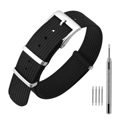 HOTANNEFIT Nylon Watch Band 16mm 18mm 20mm 22mm, One-Piece Waterproof Military Watch Straps with Heavy Buckle