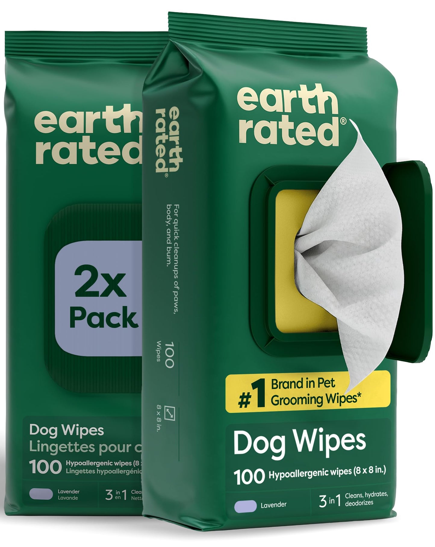 HOTearth rated Pet Wipes for Dogs and Cats, Hypoallergenic, Cleaning and Hydrating, for Grooming Paws, Body and Butt, Unscented, 400 Count
