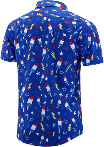 HOTEUOW Men's Hawaiian Shirt Short Sleeve Printed Button Down Beach Shirts