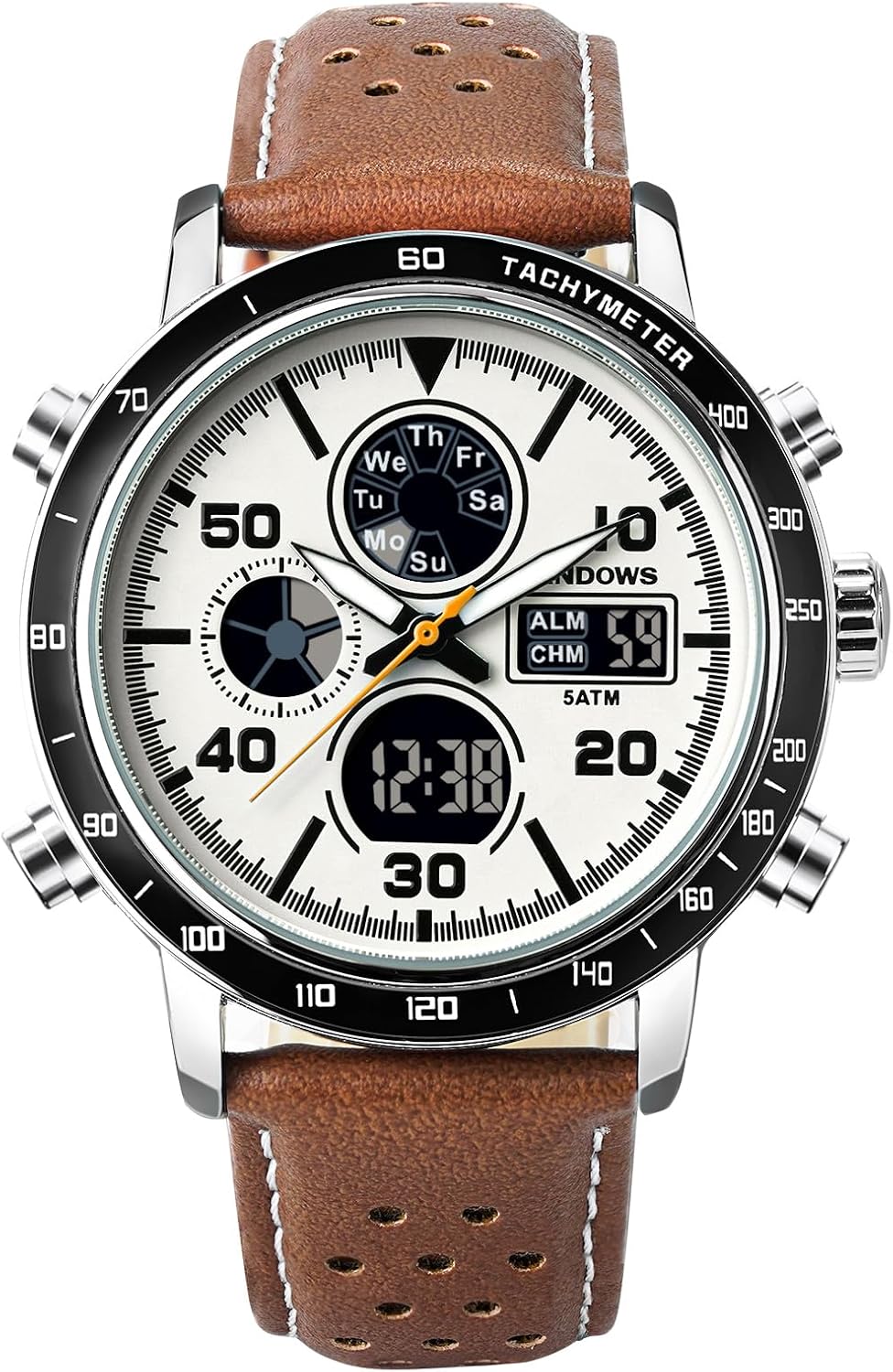 HOTPINDOWS Mens Digital Analog Watches, Multifunction Sport Casual | Dual time display, bright night backlight, daily alarm, precision stopwatch, and splash-proof construction