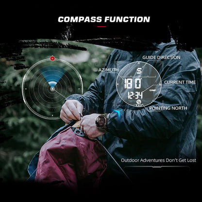 HOTDIDITIME Tactical Watches for Men, Military Watches for Men, Waterproof 164FT, Fitness Watch, Mens Digital Watches with Compass, Metronome, Pedometer, Lightweight Breathable Nylon Watch