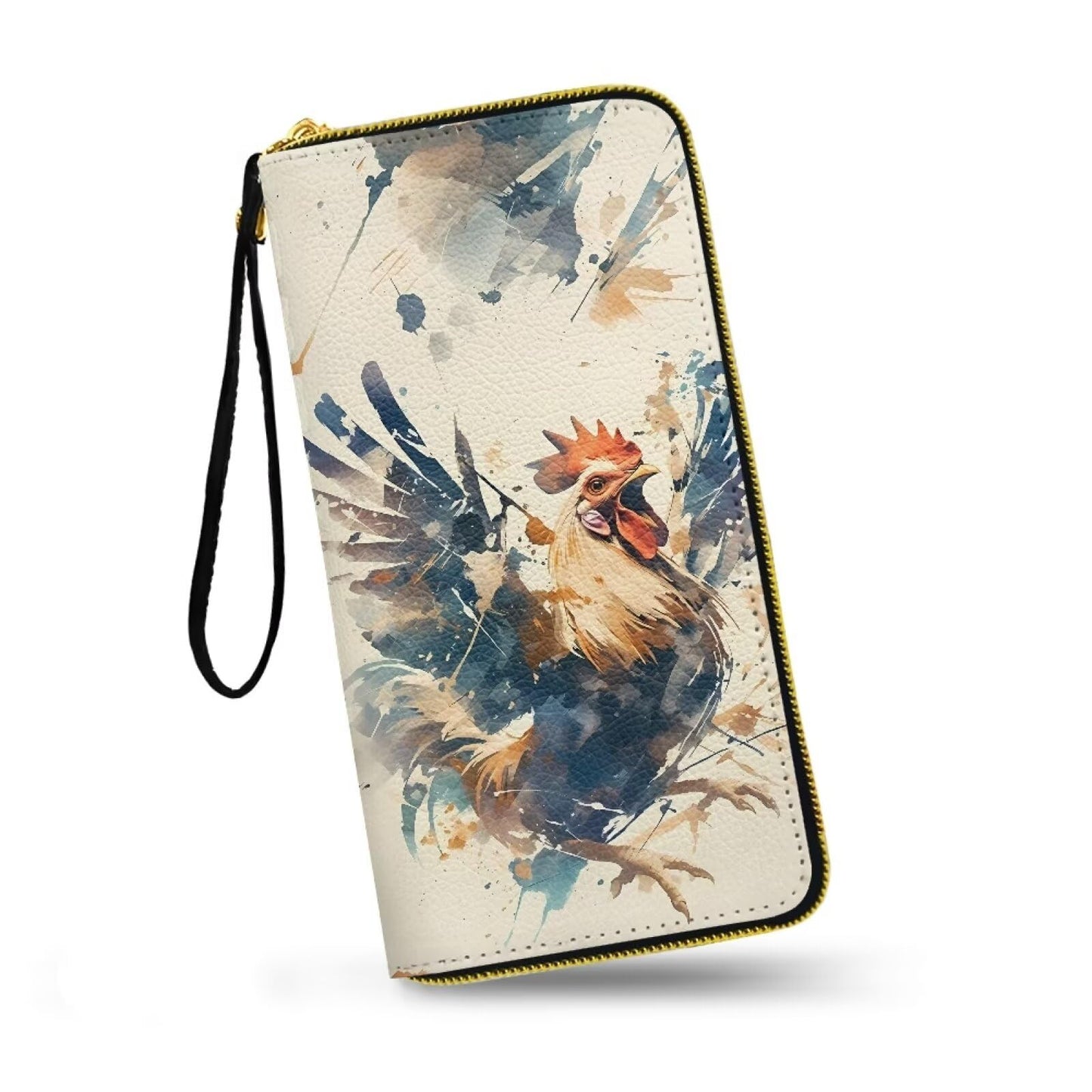 HOTHawaii Totem Flowers PU Leather Ladies Wallet Wristlet, Tropical Hawaiian Tiki Art Zip Around Wallets for Women, Brown Large Capacity Card Holder Organizer