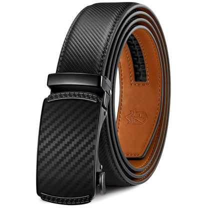 HOTZitahli Belt Men,Leather Ratchet Belt for Men Dress Casual Every Day with Adjustable Buckle,Trim to Fit For Gift
