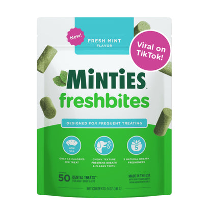 HOTMinties Dental Chews for Dogs, 36 Count, Vet-Recommended Mint-Flavored Treats for Large Dogs Over 50 lbs, Dental Bones Clean Teeth, Fight Bad Breath, and Removes Plaque and Tartar