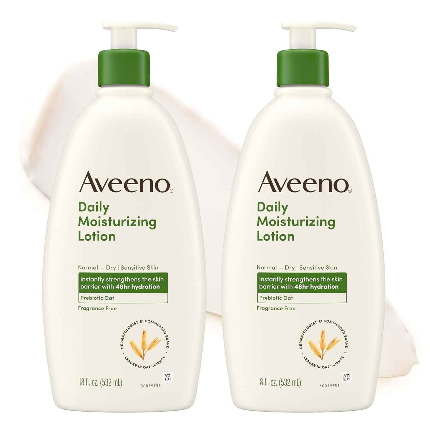 HOTAveeno Daily Moisturizing Body Lotion for Normal to Dry Skin with Soothing Prebiotic Oat, Non Greasy, Non Comedogenic, Fragrance Free Body Lotion for Women & Men, 18 fl oz