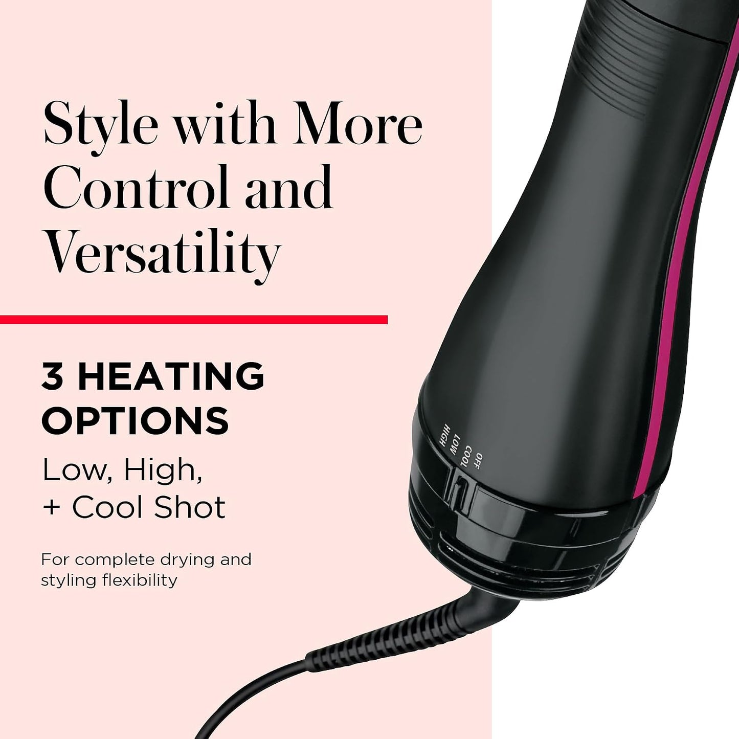 HOTREVLON One-Step Hair Dryer and Styler, All-in-One Hair Brush Straightener for Salon-Quality Smooth & Straight Styles, Black