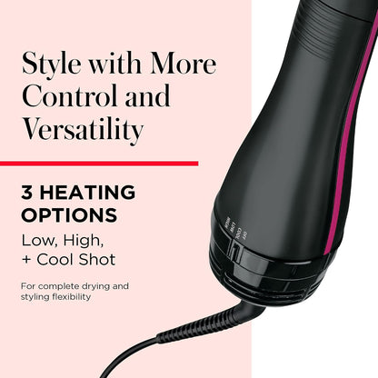 HOTREVLON One-Step Hair Dryer and Styler, All-in-One Hair Brush Straightener for Salon-Quality Smooth & Straight Styles, Black