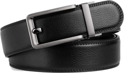 HOTFounders & C Men's Leather Ratchet Comfort Click Belt Dress with Slide Buckle -Adjustable Trim to Fit