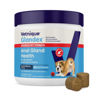 HOTVetnique Glandex for Dogs Anal Gland Chews 60ct, Pumpkin/Digestive Enzymes | Anal Gland Dog Treats, Boot the Scoot + Fishy Odor Support, Fiber, Probiotics, Quercetin + Apple Pectin, Peanut Butter