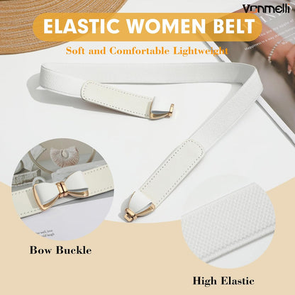 HOTVONMELLI Womens Skinny Elastic Belt Stretchy Bow Belt for Women Dresses Thin Waist Ladies Belts