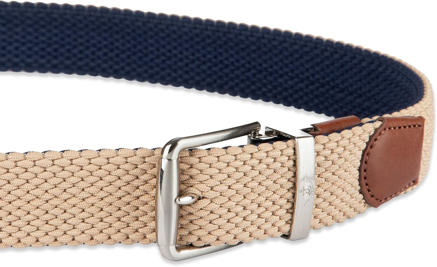 HOTDOCKERS Men's Reversible Stretch Fabric Braid Belt - Summer Belt, Golf Belt, Nautical