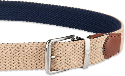 HOTDOCKERS Men's Reversible Stretch Fabric Braid Belt - Summer Belt, Golf Belt, Nautical