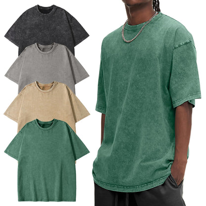 HOTEiscntd Mens Oversized T-Shirts Heavyweight Cotton Vintage Unisex Baggy Tee